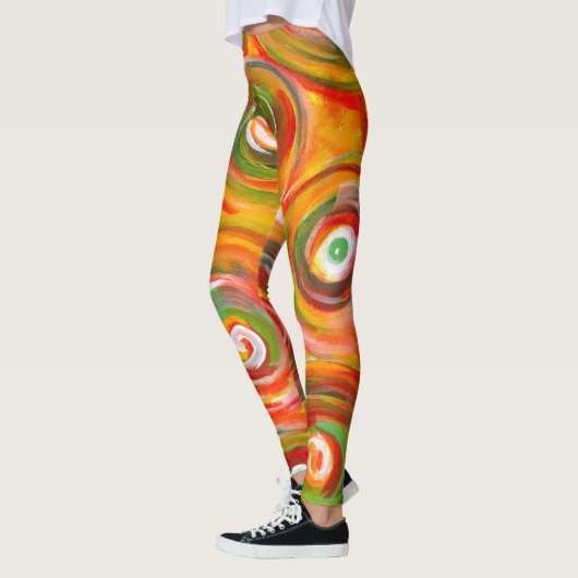 Heldere Warm Circles en Swirls Origineel Abstract Leggings (Links)