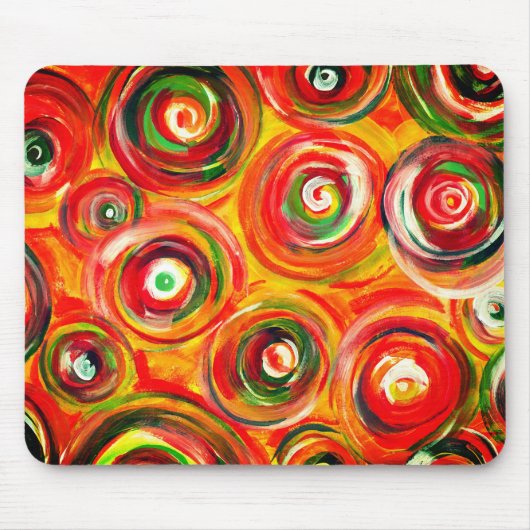 Heldere Warm Circles en Swirls Origineel Abstract Muismat (Voorkant)