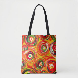 Heldere Warm Circles en Swirls Origineel Abstract Tote Bag