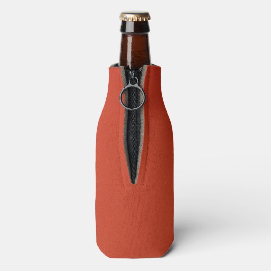 Heldere Warm Red Grainy Texture Flesjeskoeler (Fles Achterkant)