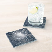 Heldere waterbellen glazen onderzetter (Schuin)