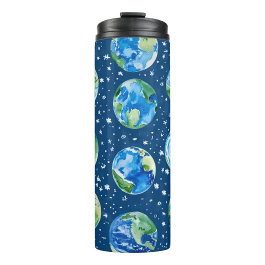 HELDERE WATERVERF AARDE DAG PLANETEN THERMOSBEKER (Voorkant)