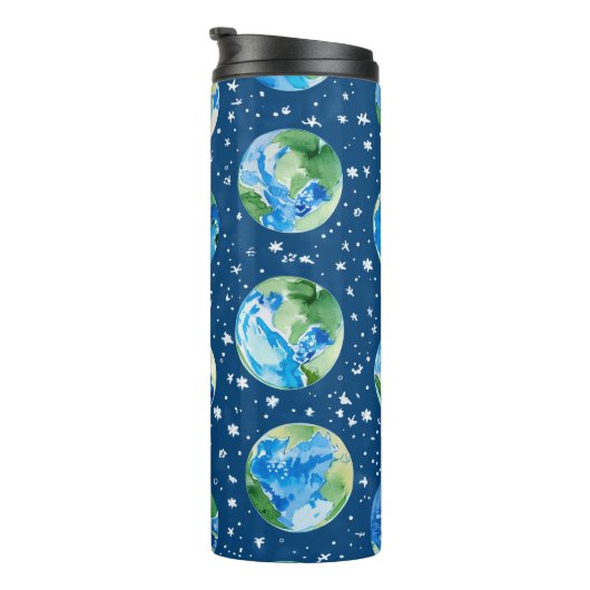 HELDERE WATERVERF AARDE DAG PLANETEN THERMOSBEKER (Geroteerd rechts)