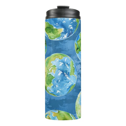 HELDERE WATERVERF AARDE DAG PLANETEN THERMOSBEKER (Voorkant)