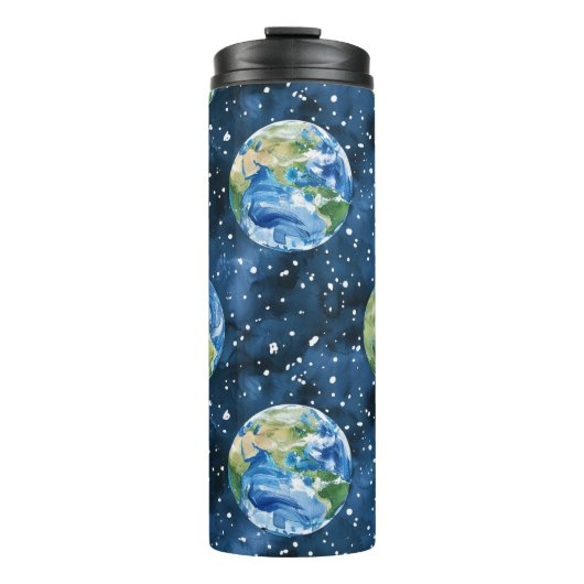 HELDERE WATERVERF AARDE DAG PLANETEN THERMOSBEKER (Voorkant)