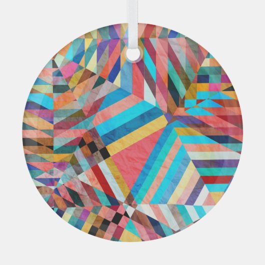 Heldere Waterverf: Abstracte Fantasy Achtergrond Glas Ornament (Voorkant)