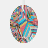 Heldere Waterverf: Abstracte Fantasy Achtergrond Glas Ornament (Voorkant links)