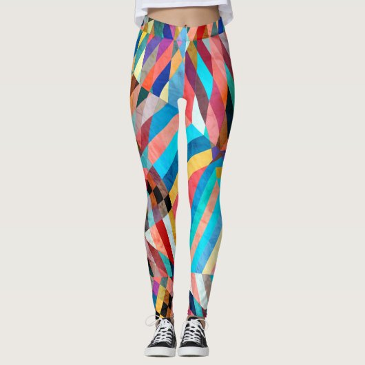 Heldere Waterverf: Abstracte Fantasy Achtergrond Leggings (Voorkant)