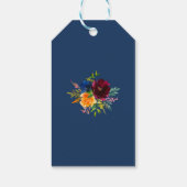 Heldere Waterverf Bloemen Donkerblauw Favor Cadeaulabel (Achterkant)