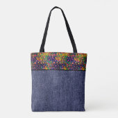 Heldere waterverf bloemen en denim tote bag (Achterkant)