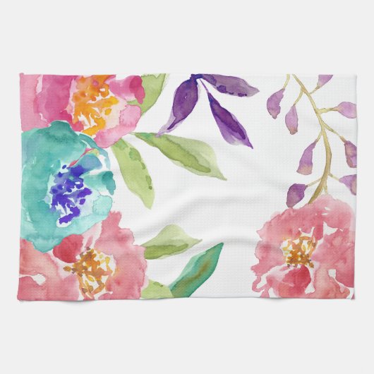 Heldere Waterverf bloemen Theedoek (Horizontaal)