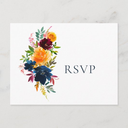 Heldere Waterverf Bloemenbruiloft RSVP Uitnodiging Briefkaart (Voorkant)