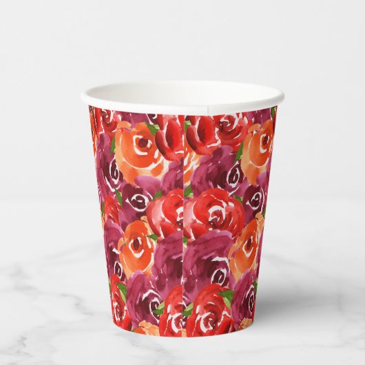 Heldere waterverf bloemencollage papieren bekers (Rechts)