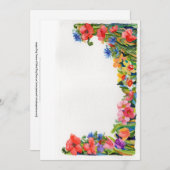 Heldere waterverf bloemenrand notitiekaartje (Voorkant / Achterkant)
