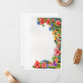 Heldere waterverf bloemenrand notitiekaartje (Voorkant / Achterkant in situ)