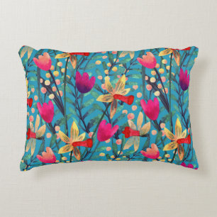 Heldere Waterverf: bloemnaadloos ontwerp. Accent Kussen