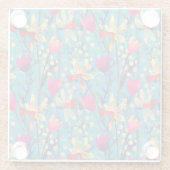 Heldere Waterverf: bloemnaadloos ontwerp. Glazen Onderzetter (Achterkant)
