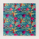 Heldere Waterverf: bloemnaadloos ontwerp. Legpuzzel (Horizontaal)