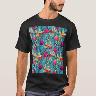 Heldere Waterverf: bloemnaadloos ontwerp. T-shirt