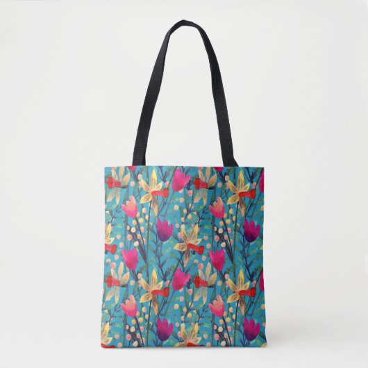 Heldere Waterverf: bloemnaadloos ontwerp. Tote Bag (Voorkant)