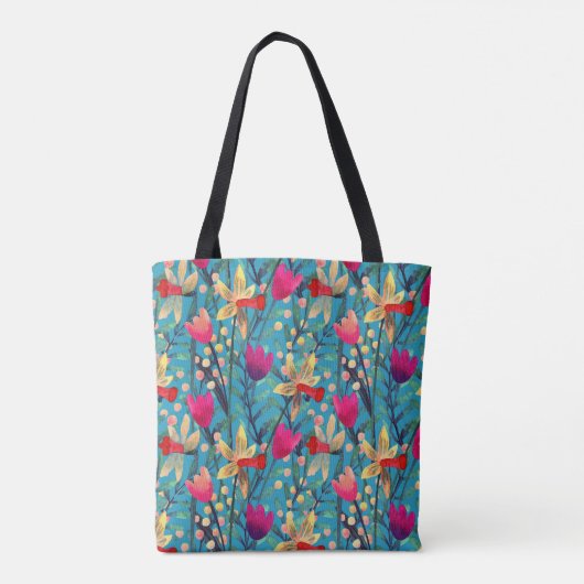Heldere Waterverf: bloemnaadloos ontwerp. Tote Bag (Achterkant)