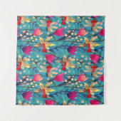 Heldere Waterverf: bloemnaadloos ontwerp. Wandkleed (Voorkant (horizontaal))