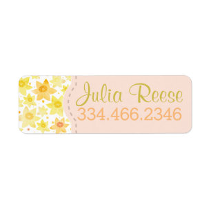 Heldere Waterverf Daffodil & Stippen Pattern Etiket
