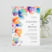 Heldere Waterverf Floral Modern Elegant Wedding Kaart (Staand voorkant)