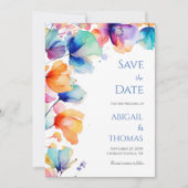 Heldere Waterverf Floral Modern Elegant Wedding Save The Date (Voorkant)