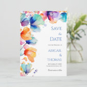 Heldere Waterverf Floral Modern Elegant Wedding Save The Date (Staand voorkant)