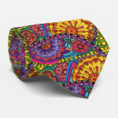 Heldere Waterverf Flower Boho Psychedelic Artistic Stropdas (Opgerold)