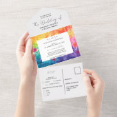 Heldere Waterverf Gradient Meadow Flowers Bruiloft All In One Uitnodiging (Afscheurbaar)