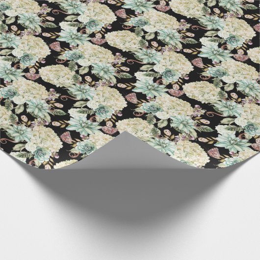 Heldere Waterverf: Hydrangea Roos Pattern. Cadeaupapier (Hoek)
