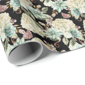Heldere Waterverf: Hydrangea Roos Pattern. Cadeaupapier (Rol Hoek)