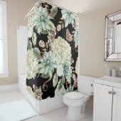 Heldere Waterverf: Hydrangea Roos Pattern. Douchegordijn (In situ)