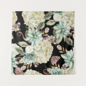 Heldere Waterverf: Hydrangea Roos Pattern. Wandkleed (Voorkant (horizontaal))