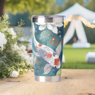 Heldere Waterverf Koi vis op blauw blauwgroen acht Geïsoleerde Drinkbeker
