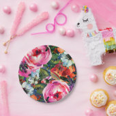 Heldere Waterverf moderne bloemen Papieren Bordje (Feest)