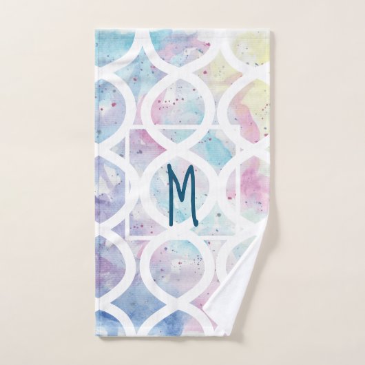 Heldere waterverf monogram handdoekset bad handdoek (Handdoek)