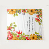 Heldere waterverf muur achtergrond met bloemen wandkleed (Voorkant (horizontaal))