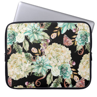 Heldere waterverf naadloos met bloemen laptop sleeve