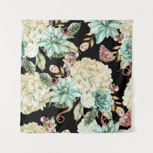 Heldere waterverf naadloos met bloemen wandkleed