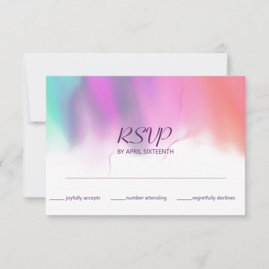 Heldere Waterverf Neon Rainbow Wedding RSVP Kaartje (Voorkant)