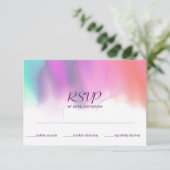Heldere Waterverf Neon Rainbow Wedding RSVP Kaartje (Staand voorkant)