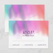 Heldere Waterverf Neon Rainbow Wedding RSVP Kaartje (Voorkant / Achterkant)