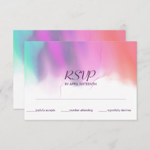 Heldere Waterverf Neon Rainbow Wedding RSVP Kaartje
