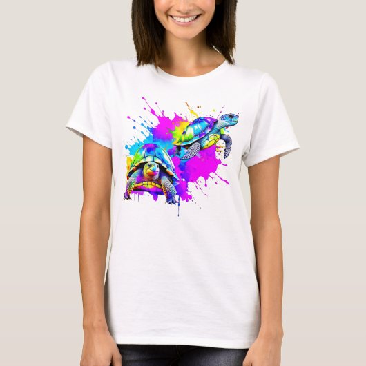 Heldere Waterverf schildpadden T-shirt (Voorkant)