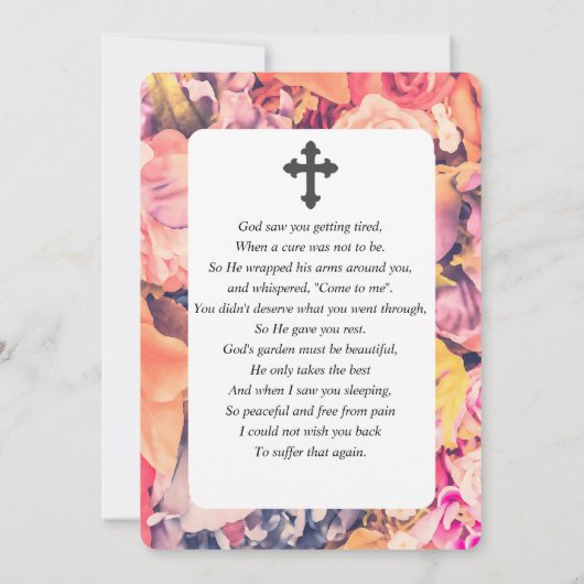 Heldere Waterverf Sympathie Uitvaartgebed Kaart (Achterkant)