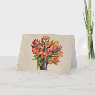 heldere waterverf tulpen + vriendschapsboodschap d kaart