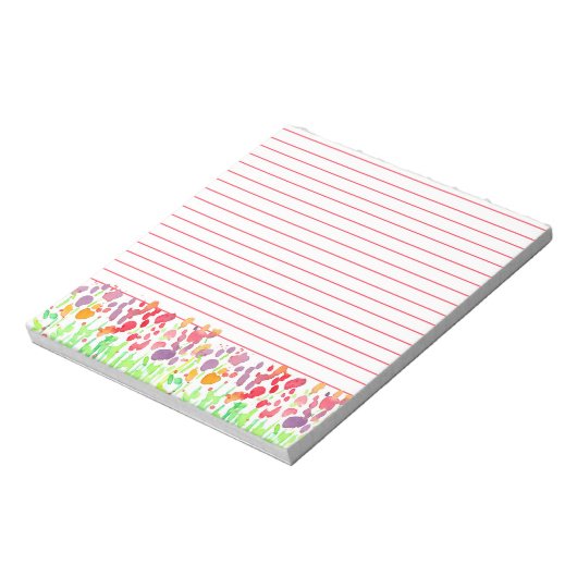 Heldere Waterverf Wildbloemen Rood gelijnd Notitieblok (Linkerzijde)